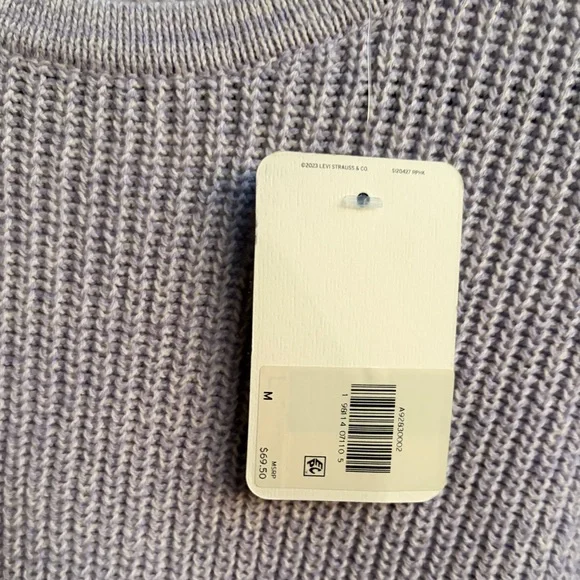 🆕 Levi’s Lavender Waffle Knit Sweater Soft Cotton Blend Cozy Ribbed Knit Size M - Picture 14 of 16